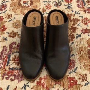 Born Eustis leather block heel mules